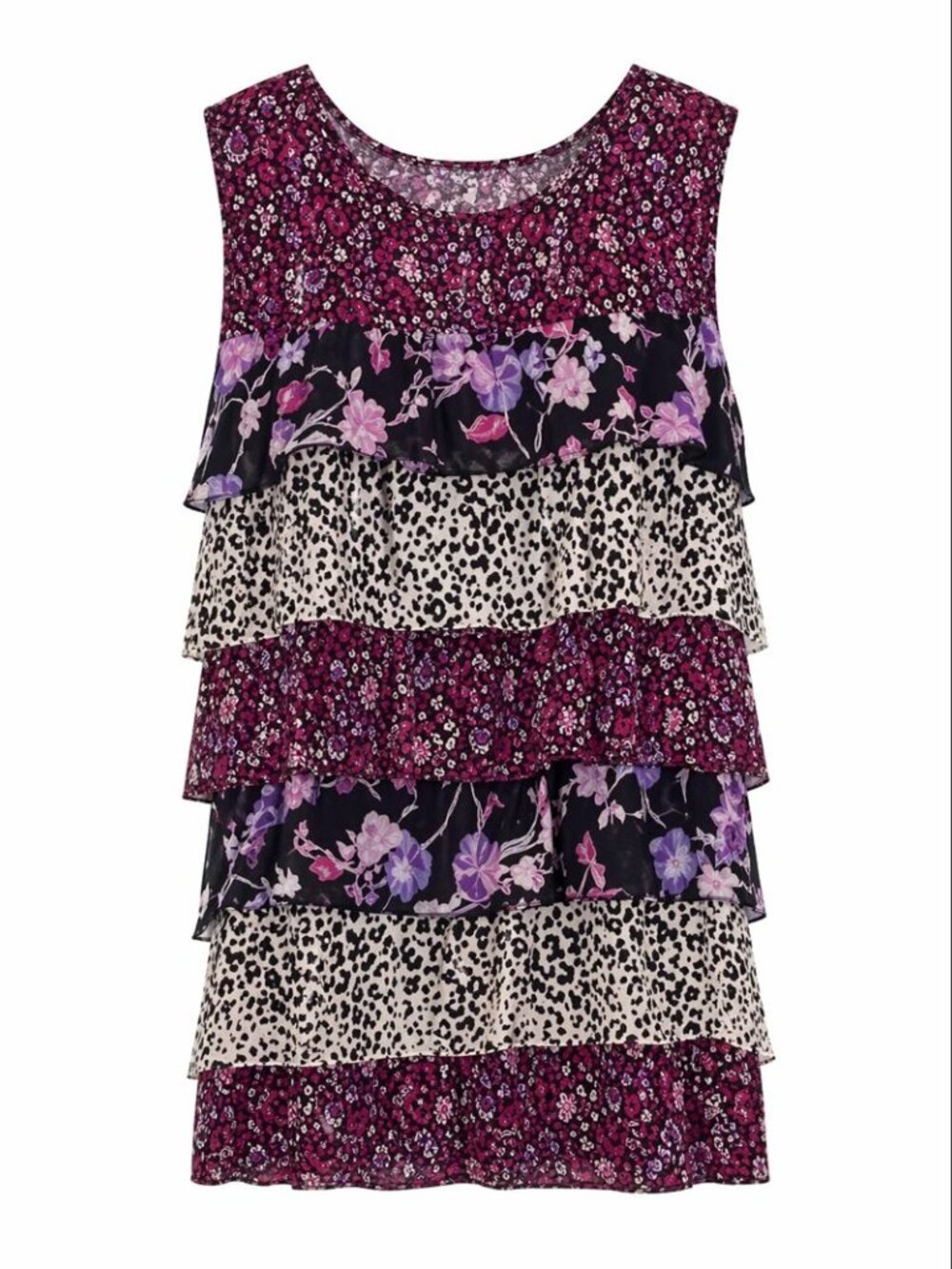 ERIN B. Ruffled Printed Top M